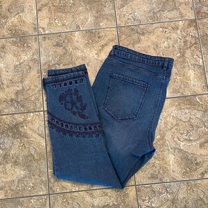 Embroidered Dark Blue Women’s Jeans